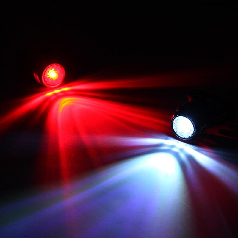 Bicycle Rear Light Bike Warning Lamp USB Charge Red White Light Color Safety Headlight Bike Tail Light Rechargeable Ultra Bright Bike Rear Light USB Rechargeable Bike LED Light Stevvex