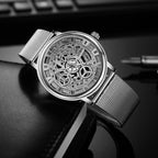 Unisex Metal Silver Watch With Steel Bracelet Unique Design Perfect Gift For Your Loved One - SJB-DIAMOND ELITES
