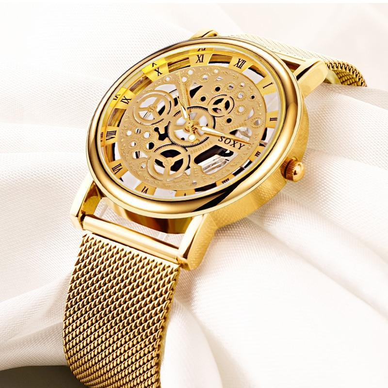 Unisex Metal Silver Watch With Steel Bracelet Unique Design Perfect Gift For Your Loved One - SJB-DIAMOND ELITES