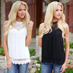 Lace Women Blouse Vintage Sleeveless White Crochet Casual Shirts Tops - SJB-DIAMOND ELITES