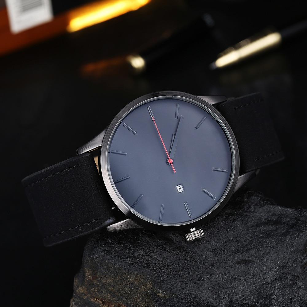 Black Men's Elegant Watch With Date Display And Quilted Leather Straps Unique Design Perfect Gift - SJB-DIAMOND ELITES
