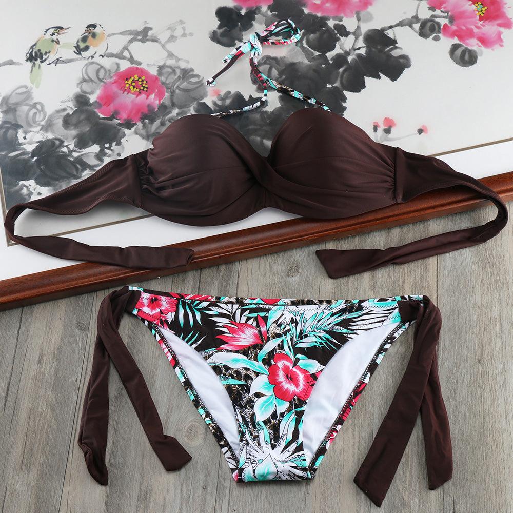 Bikini Solid Strappy Bandage Bikinis Set White Push Up Bikini Swimwear Swimsuit Bathing Suit Women's Ribbed Tie Bikini Adjustable Lace Up Bottom String Women Swimsuit Stevvex