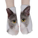 3D Printed Women Winter Christmas Socks Funny Creative Pet Cat Face Unisex Cotton Ankle Socks Children Gift Animal Lover Socks For Men And Women