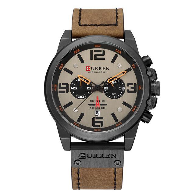 Retro  Waterproof Watch With Chronometers Steel Case And Leather Belts Unique Design Excellent Look Perfect Gift For Your Man Stevvex