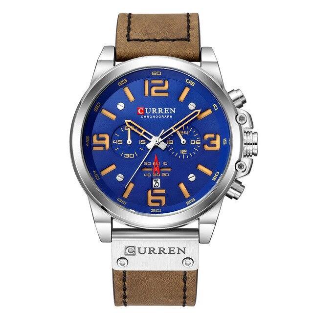 Retro  Waterproof Watch With Chronometers Steel Case And Leather Belts Unique Design Excellent Look Perfect Gift For Your Man Stevvex