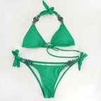 Jeweled Bikini Crochet Jewelry Bikini Set two pieces Swimsuit Crystal
