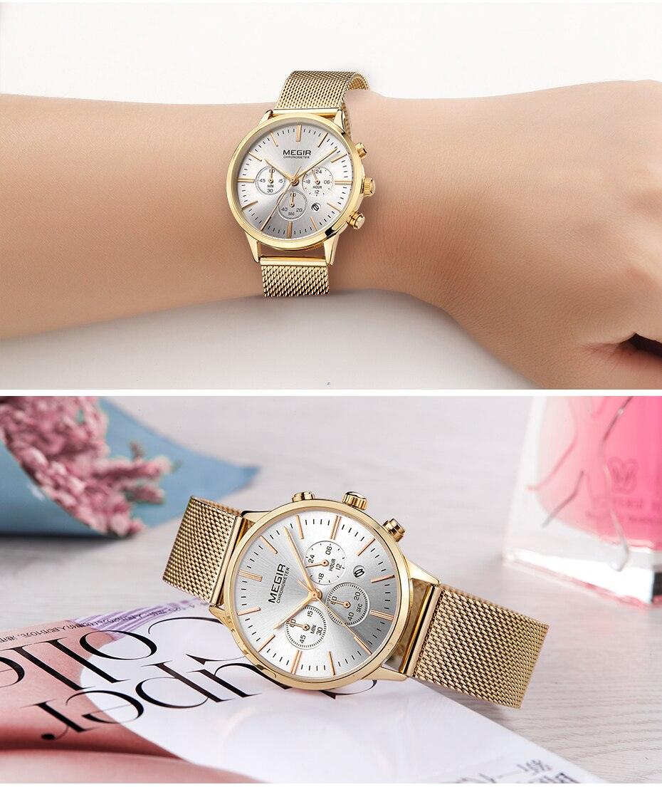New Fashion Gold Women Watches Luxury Quartz Sport Waterproof Wrist Watch Round Style Stevvex
