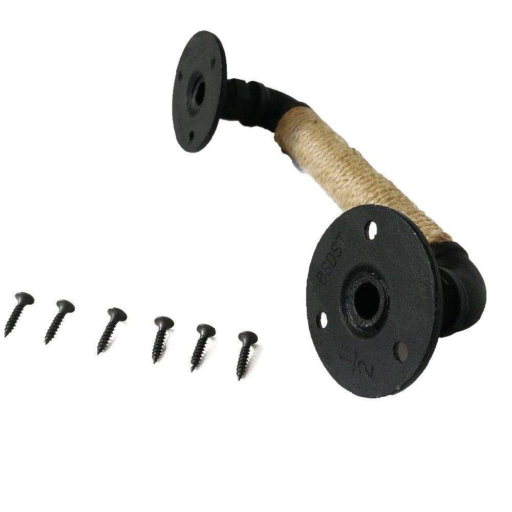 Industrial Style Furniture Handle Barn Sliding Wooden Door Handles Black Antique Vintage European Wrought Iron Rope Handle Drawer Pull Knob Antique Black Knobs Handles Hardware Stevvex