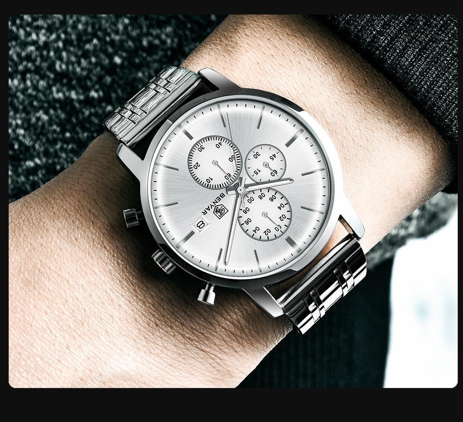 2021 New Business Men Watch Full Steel Quartz Luxury Casual Waterproof Leather Sports Male Wristwatch Stevvex