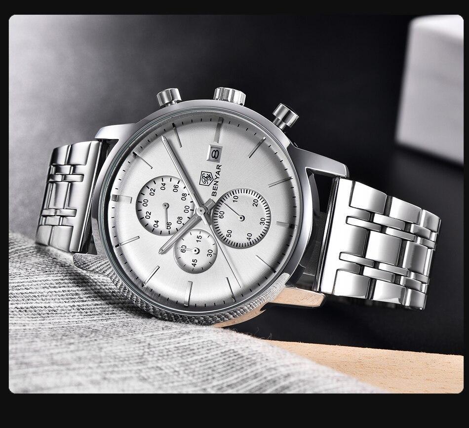2021 New Business Men Watch Full Steel Quartz Luxury Casual Waterproof Leather Sports Male Wristwatch Stevvex