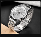 2021 New Business Men Watch Full Steel Quartz Luxury Casual Waterproof Leather Sports Male Wristwatch Stevvex
