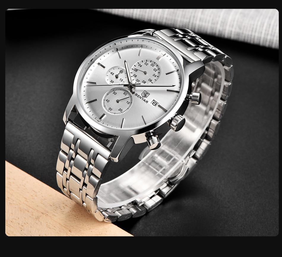 2021 New Business Men Watch Full Steel Quartz Luxury Casual Waterproof Leather Sports Male Wristwatch Stevvex