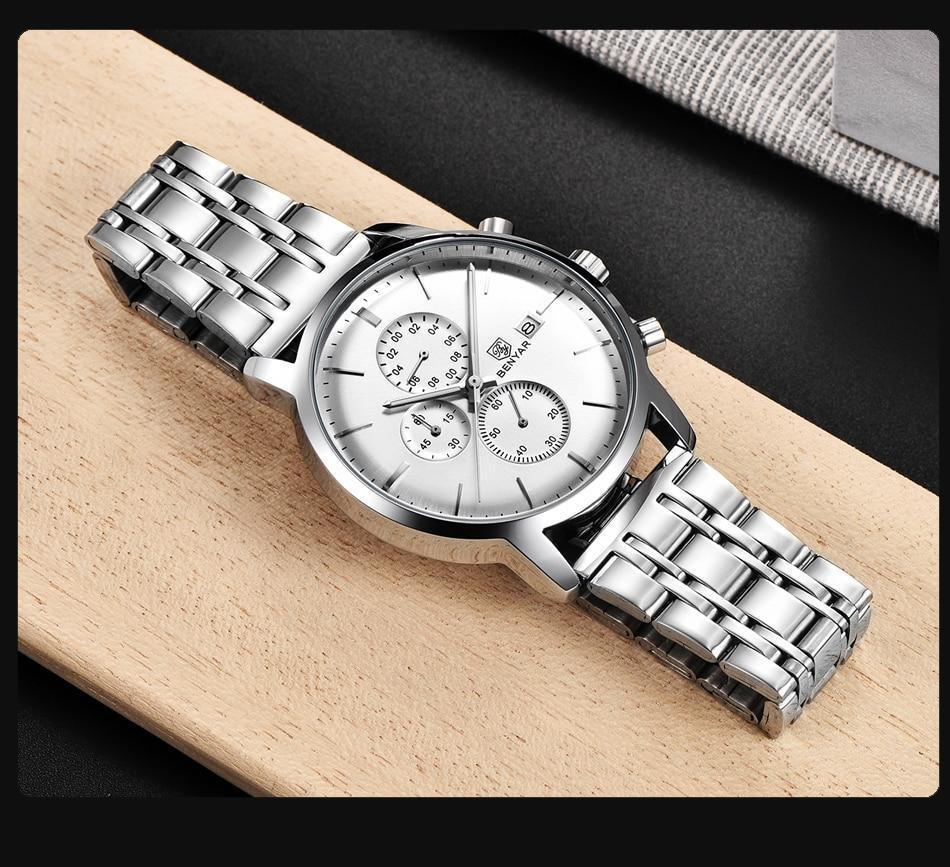 2021 New Business Men Watch Full Steel Quartz Luxury Casual Waterproof Leather Sports Male Wristwatch Stevvex