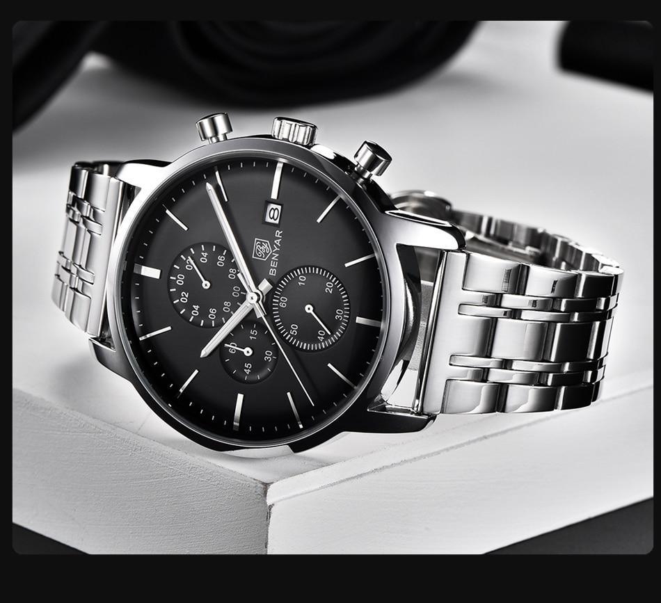 2021 New Business Men Watch Full Steel Quartz Luxury Casual Waterproof Leather Sports Male Wristwatch Stevvex