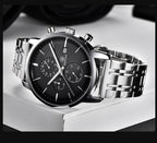 2021 New Business Men Watch Full Steel Quartz Luxury Casual Waterproof Leather Sports Male Wristwatch Stevvex