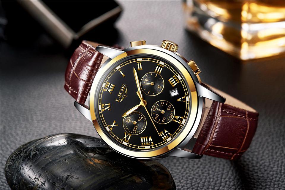 Men's Elegant Watch With Chronometers And Leather Belts  Business Style Perfect Gift Excellent Look - SJB-DIAMOND ELITES