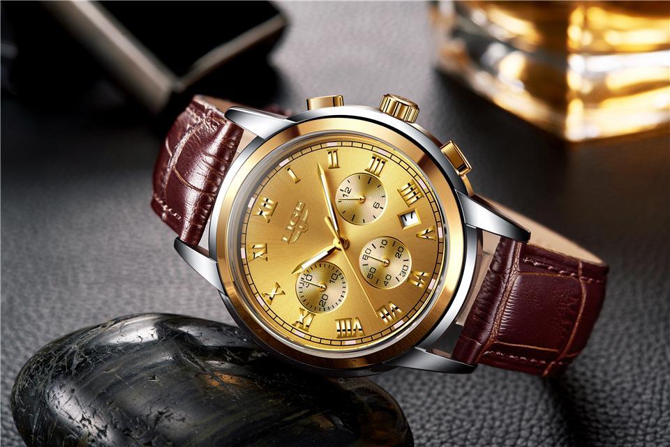 Men's Elegant Watch With Chronometers And Leather Belts  Business Style Perfect Gift Excellent Look - SJB-DIAMOND ELITES