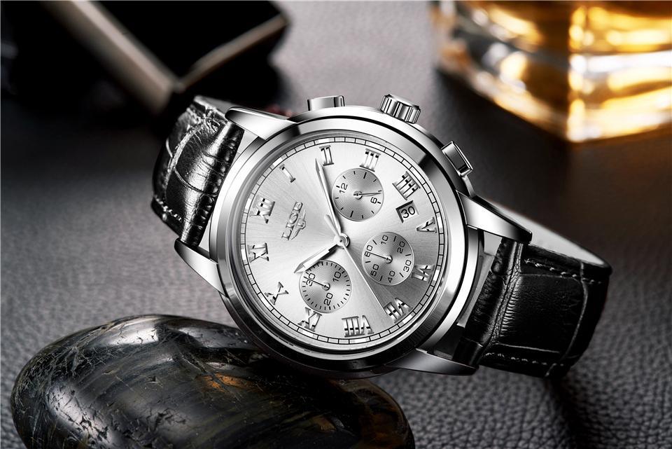 Men's Elegant Watch With Chronometers And Leather Belts  Business Style Perfect Gift Excellent Look - SJB-DIAMOND ELITES