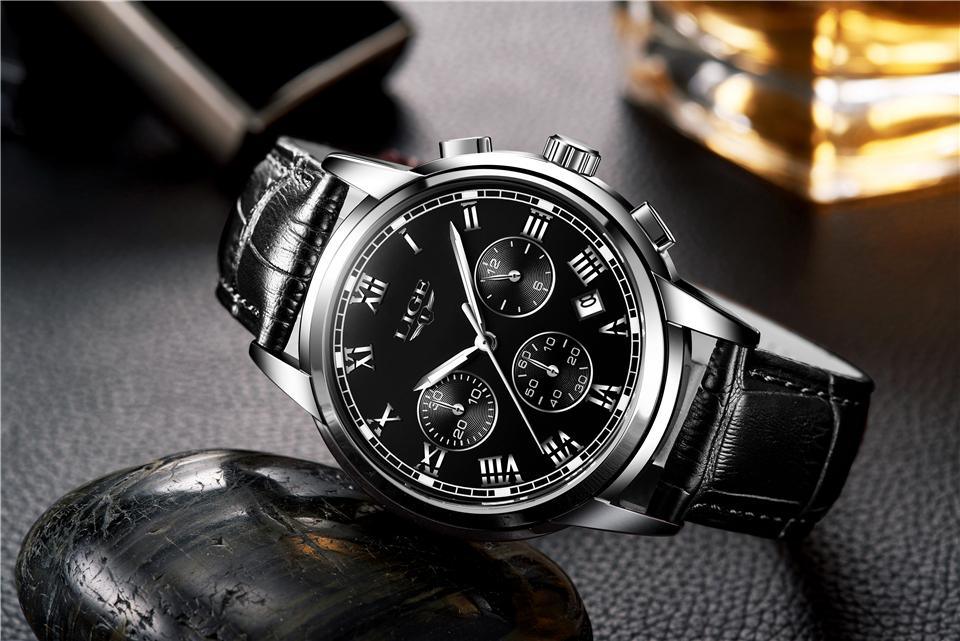 Men's Elegant Watch With Chronometers And Leather Belts  Business Style Perfect Gift Excellent Look - SJB-DIAMOND ELITES