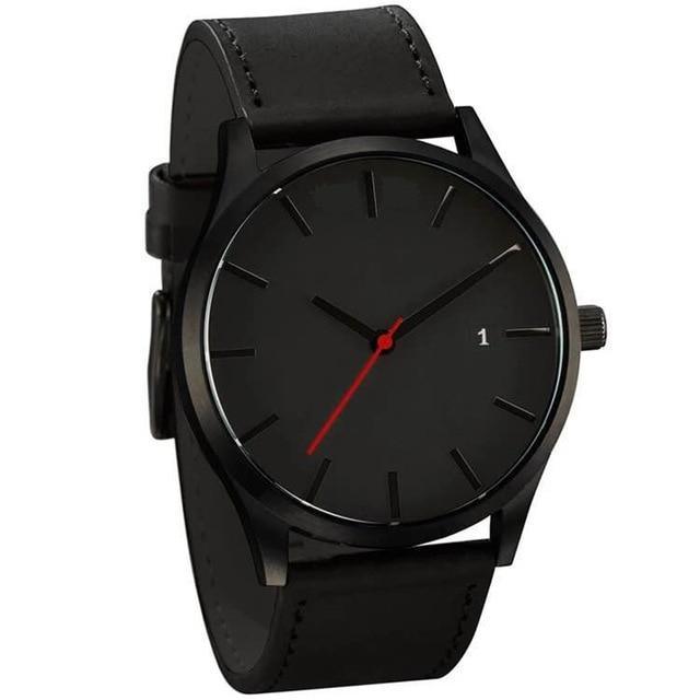 Men's Elegant Watch With Date Display And Stitched Leather Straps Unique Design Perfect Gift - SJB-DIAMOND ELITES