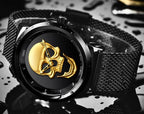 Men's Waterproof Stainless Steel Watch  3D Skull And Fluorescent Hands Unique Design Perfect Gift Stevvex