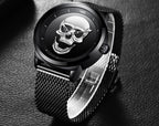 Men's Waterproof Stainless Steel Watch  3D Skull And Fluorescent Hands Unique Design Perfect Gift Stevvex