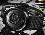 Men's Waterproof Stainless Steel Watch  3D Skull And Fluorescent Hands Unique Design Perfect Gift Stevvex