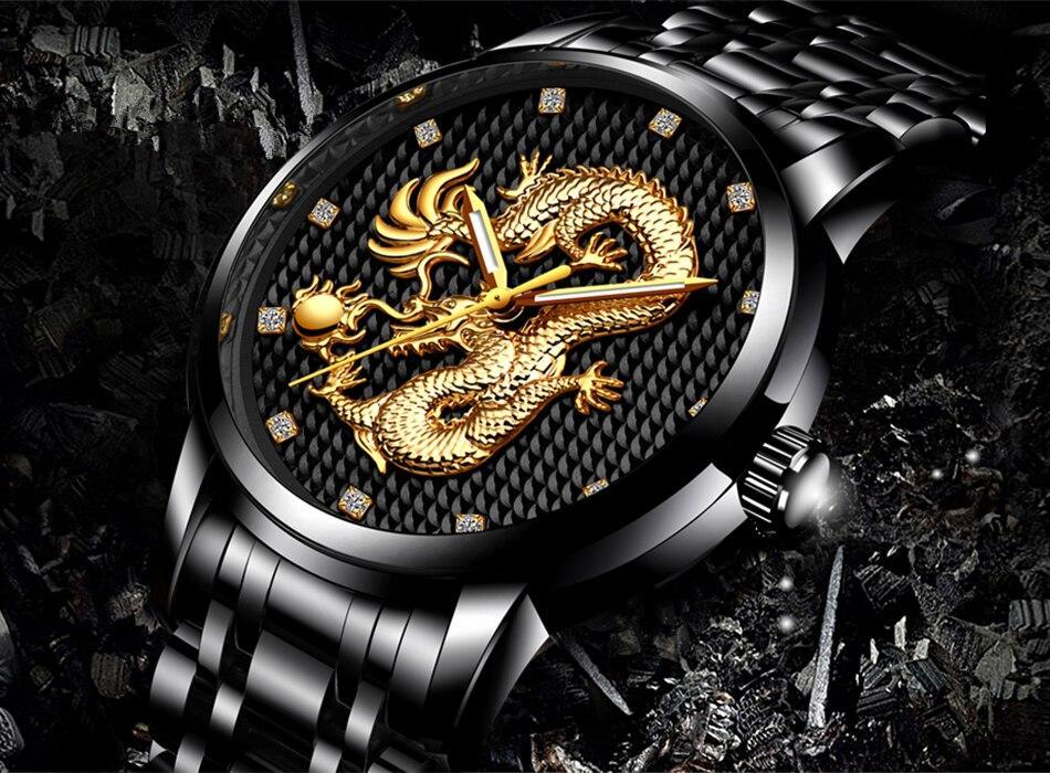 Men's Waterproof  Watch With 3D Dragon Design Excellent Look Perfect Gift For Your Man Stevvex