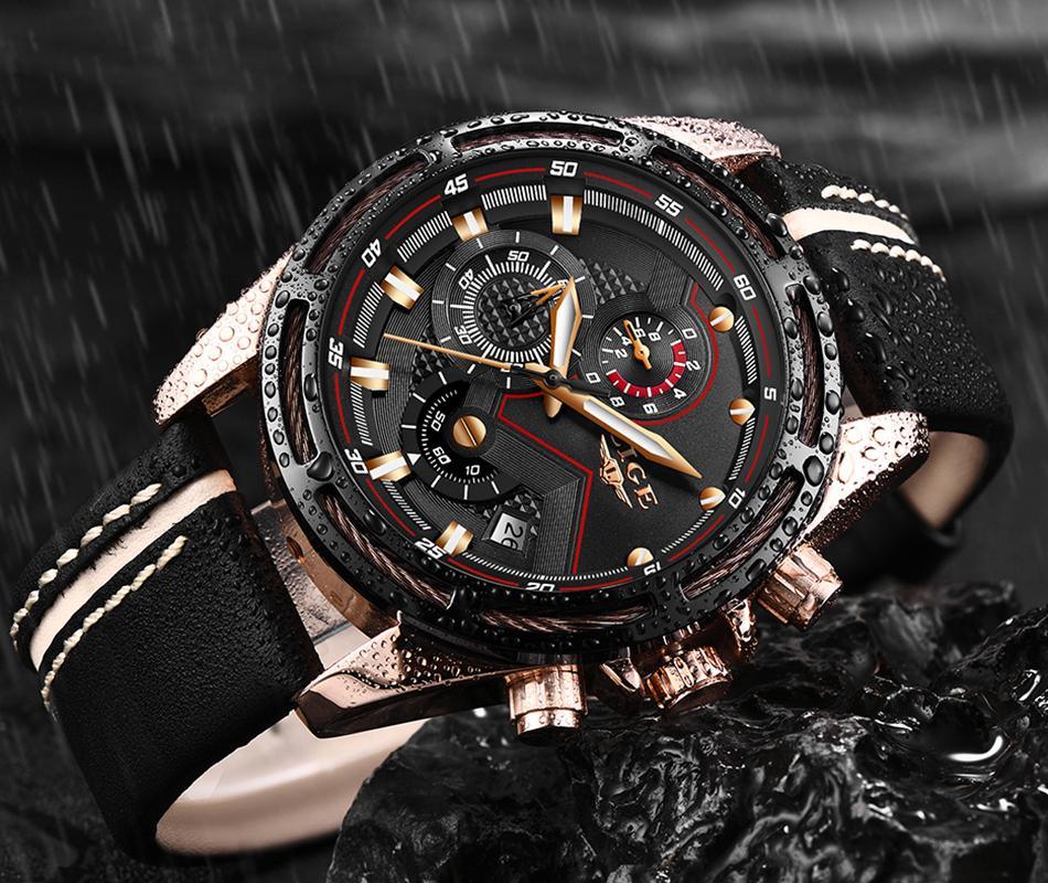 Waterproof Men's Sports  Watch With Leather Transparent Belts, Chronometers Day View Perfect Gift Stevvex