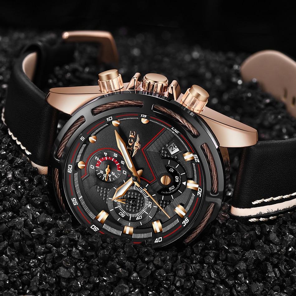 Waterproof Men's Sports  Watch With Leather Transparent Belts, Chronometers Day View Perfect Gift Stevvex