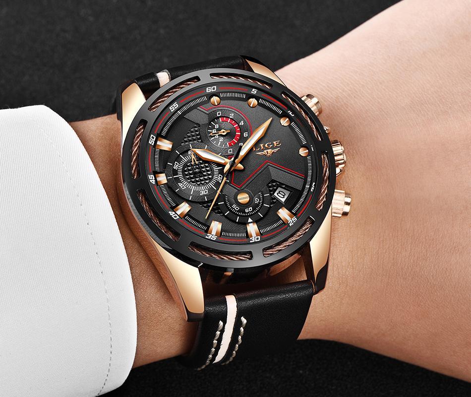 Waterproof Men's Sports  Watch With Leather Transparent Belts, Chronometers Day View Perfect Gift Stevvex