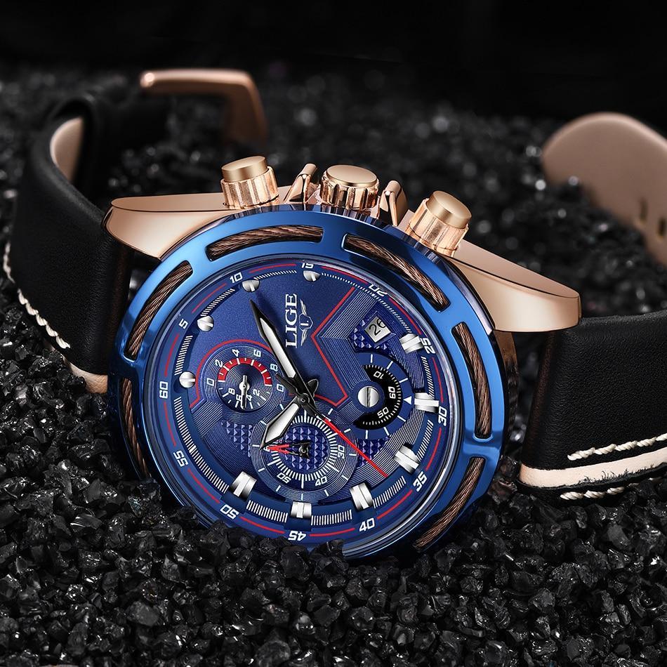 Waterproof Men's Sports  Watch With Leather Transparent Belts, Chronometers Day View Perfect Gift Stevvex