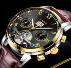Business Men's Waterproof Watch With Chronometers Date Large Roman Numerals And Decorative Spiral Stevvex