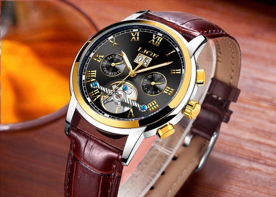 Business Men's Waterproof Watch With Chronometers Date Large Roman Numerals And Decorative Spiral Stevvex
