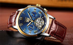 Business Men's Waterproof Watch With Chronometers Date Large Roman Numerals And Decorative Spiral Stevvex