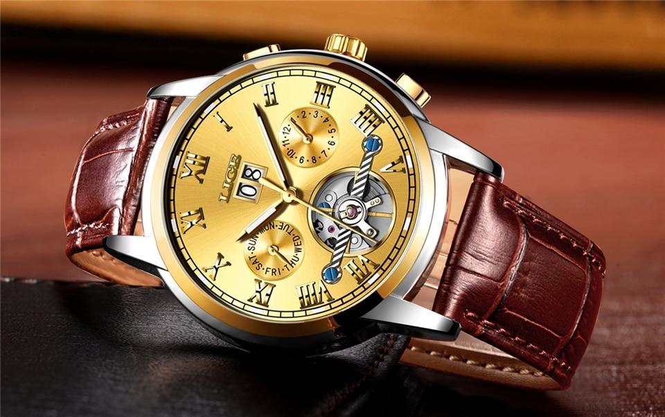 Business Men's Waterproof Watch With Chronometers Date Large Roman Numerals And Decorative Spiral Stevvex