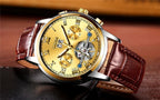 Business Men's Waterproof Watch With Chronometers Date Large Roman Numerals And Decorative Spiral Stevvex