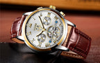 Business Men's Waterproof Watch With Chronometers Date Large Roman Numerals And Decorative Spiral Stevvex