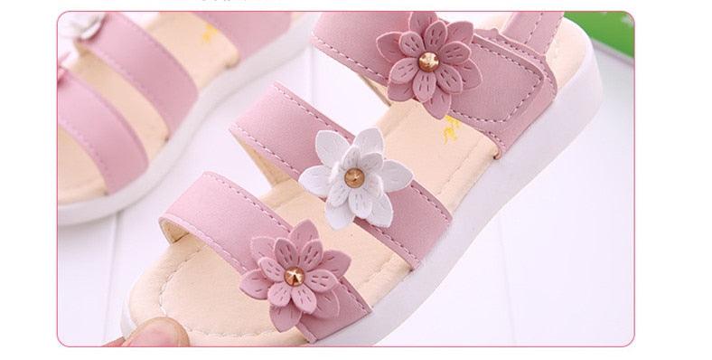Children's Shoes Summer Style Sandals Girls Princess Beautiful Flower Shoes Kids Flat Sandals Baby Girl Girls Strappy Sandals With Flowers Open-Toe Dress Sandals Beautiful Outdoor Party Sandals Stevvex