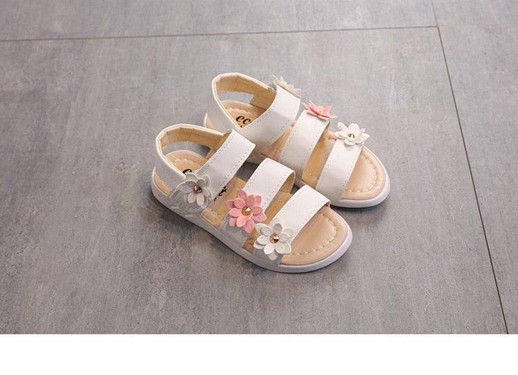 Children's Shoes Summer Style Sandals Girls Princess Beautiful Flower Shoes Kids Flat Sandals Baby Girl Girls Strappy Sandals With Flowers Open-Toe Dress Sandals Beautiful Outdoor Party Sandals Stevvex