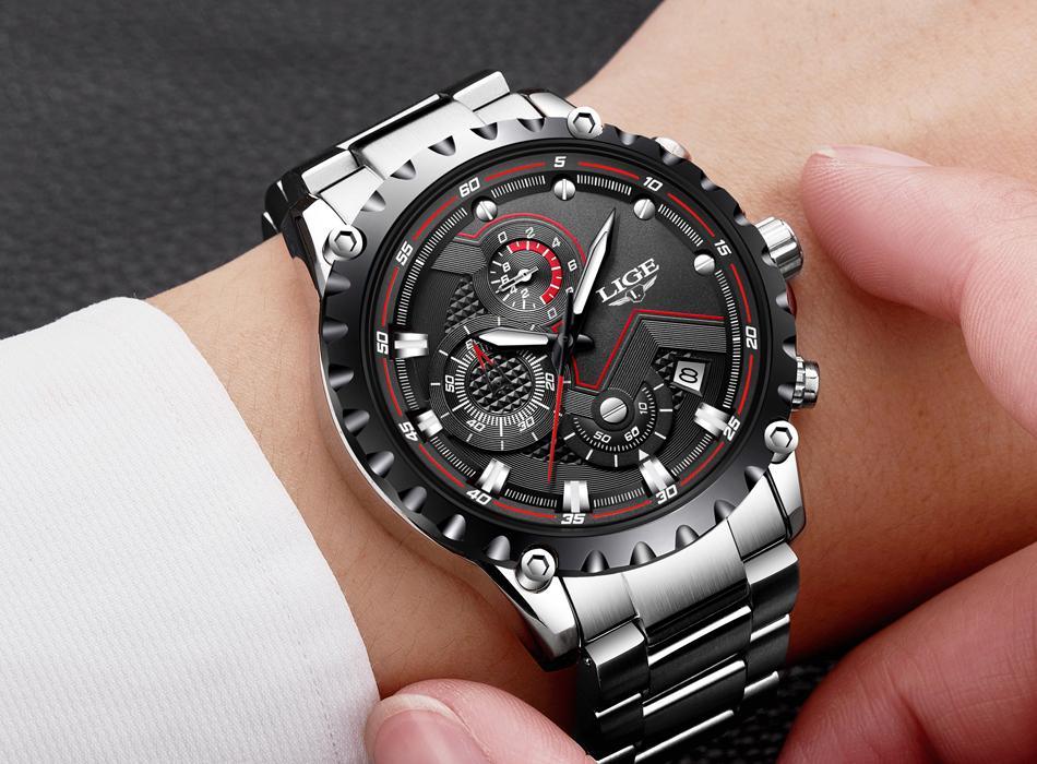 Men's  Watch With Chronometers Day Display And Fluorescent Hands Unique Design Excellent Gift Stevvex