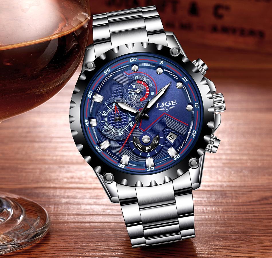 Men's  Watch With Chronometers Day Display And Fluorescent Hands Unique Design Excellent Gift Stevvex