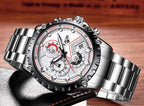 Men's  Watch With Chronometers Day Display And Fluorescent Hands Unique Design Excellent Gift Stevvex