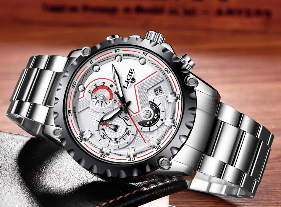 Men's  Watch With Chronometers Day Display And Fluorescent Hands Unique Design Excellent Gift Stevvex