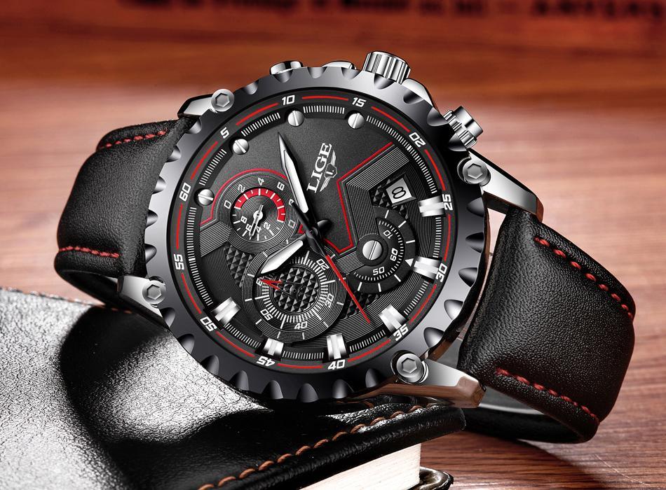 Men's  Watch With Chronometers Day Display And Fluorescent Hands Unique Design Excellent Gift Stevvex