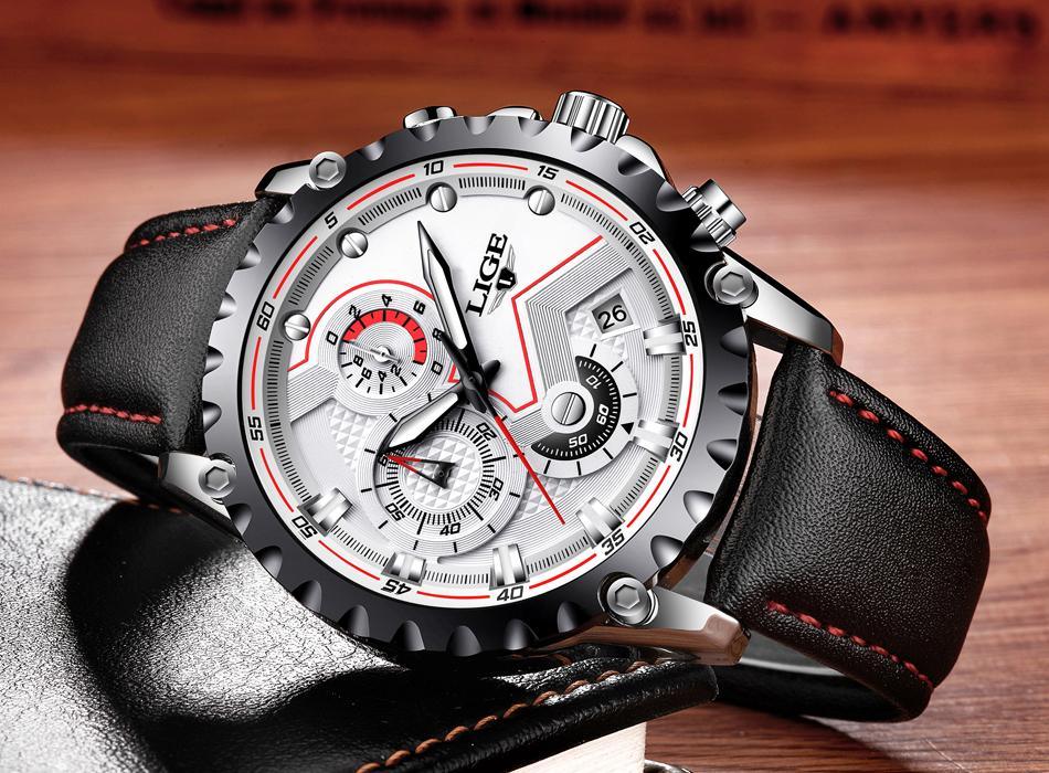 Men's  Watch With Chronometers Day Display And Fluorescent Hands Unique Design Excellent Gift Stevvex