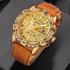 Men's Waterproof Leaghter Watch With Day, Date and Fluorescent Hands Perfect Gift For Your Man - SJB-DIAMOND ELITES