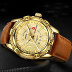 Men's Waterproof Leaghter Watch With Day, Date and Fluorescent Hands Perfect Gift For Your Man - SJB-DIAMOND ELITES