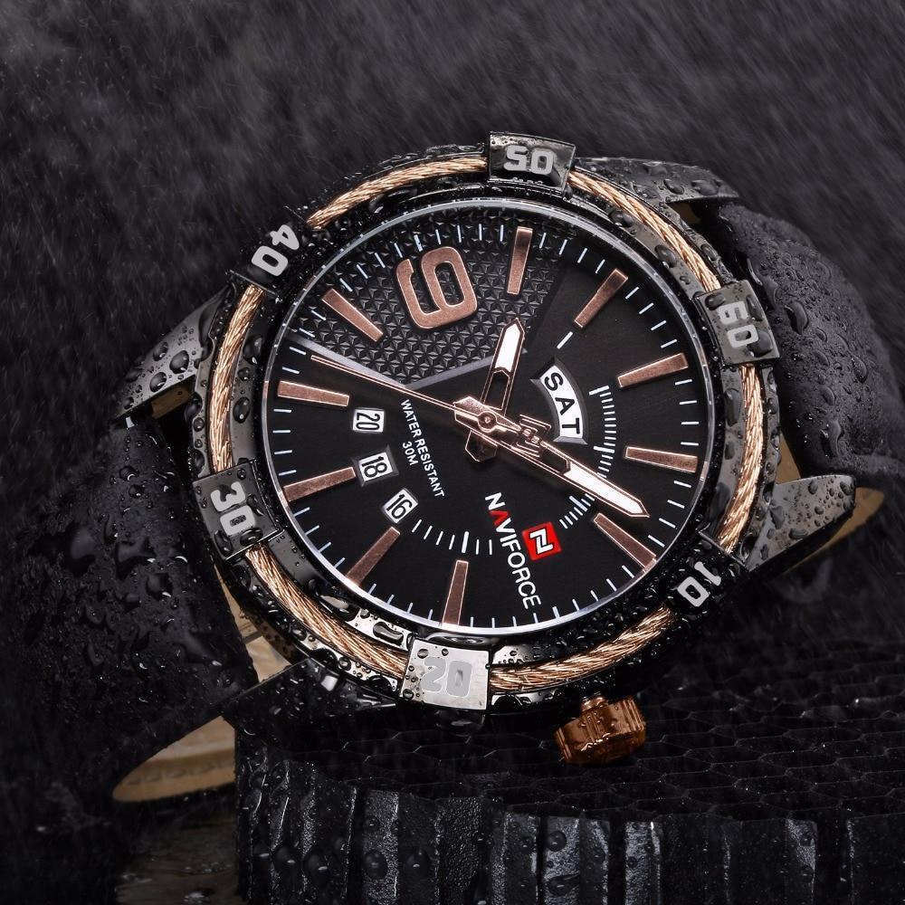 Men's Waterproof Leaghter Watch With Day, Date and Fluorescent Hands Perfect Gift For Your Man - SJB-DIAMOND ELITES