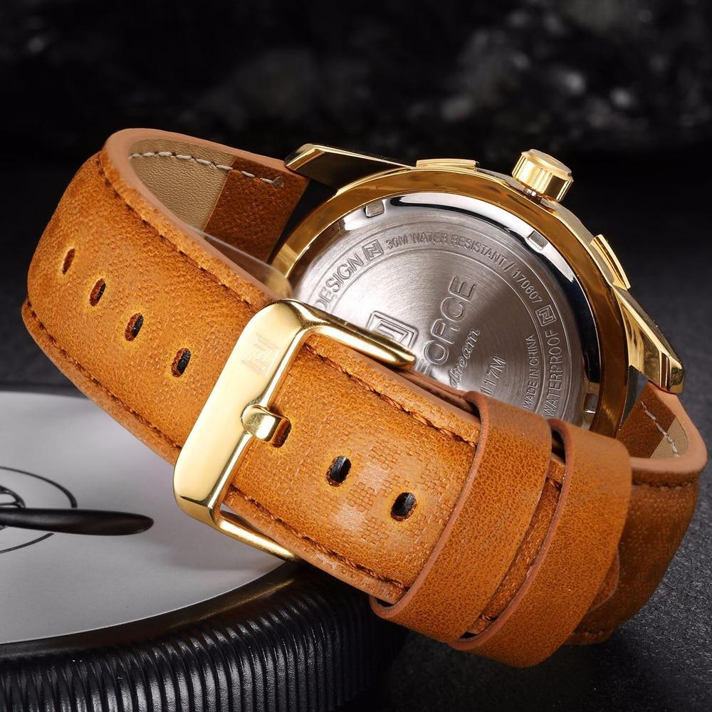 Men's Waterproof Leaghter Watch With Day, Date and Fluorescent Hands Perfect Gift For Your Man - SJB-DIAMOND ELITES